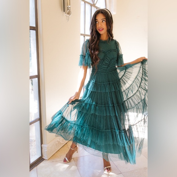 NWT Ivy City Co. Whimsical Dress in Emerald | Size L - Picture 2 of 10